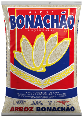 Arroz Bonachão Tipo 2, embalagem 5kg